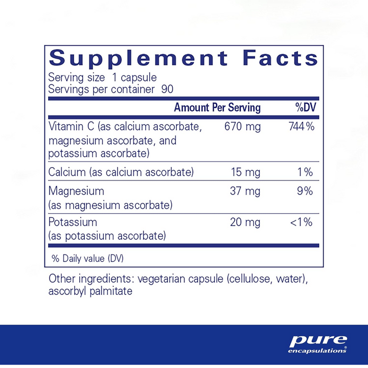Pure Encapsulations Buffered Ascorbic Acid Supports Immunity 90 Capsules