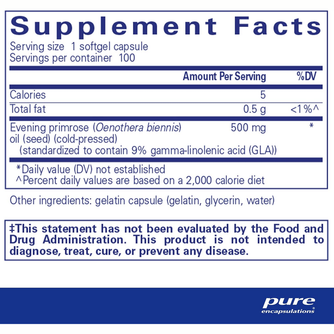 Pure Encapsulations E.P.O. Evening Primrose Oil Supports Skin Health 100 Caps