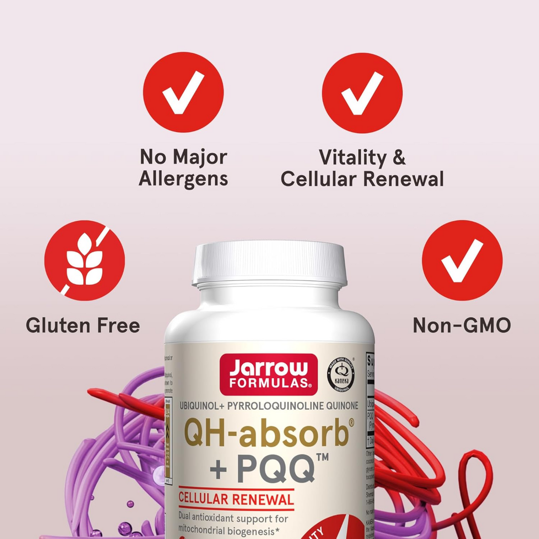QTY 3 Jarrow QH Absorb Plus PQQ Supplement Supports Heart Energy Mitochondria