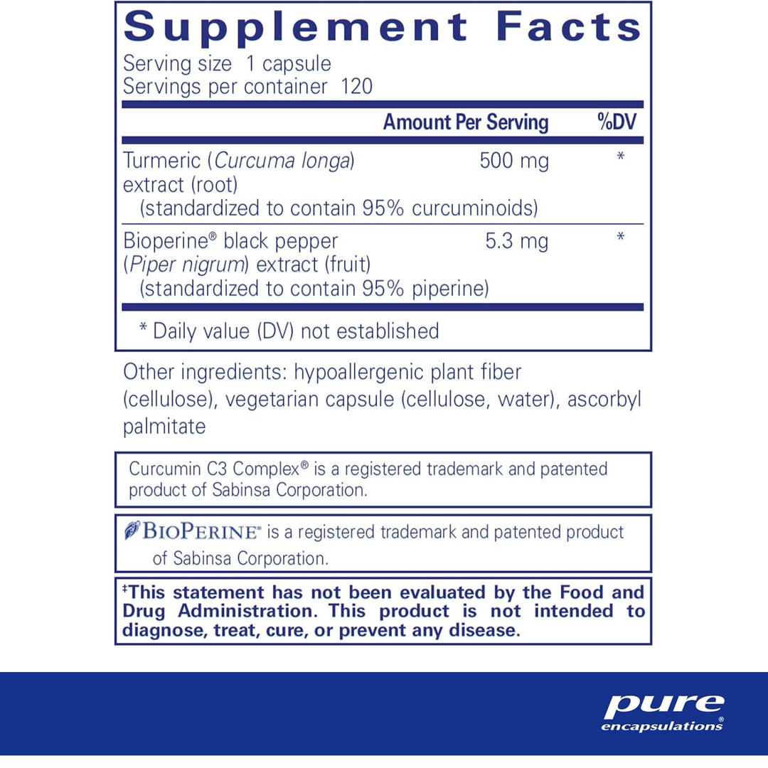 Pure Encapsulations Curcumin 500 Supplement Supports Joint Health 120 Capsules