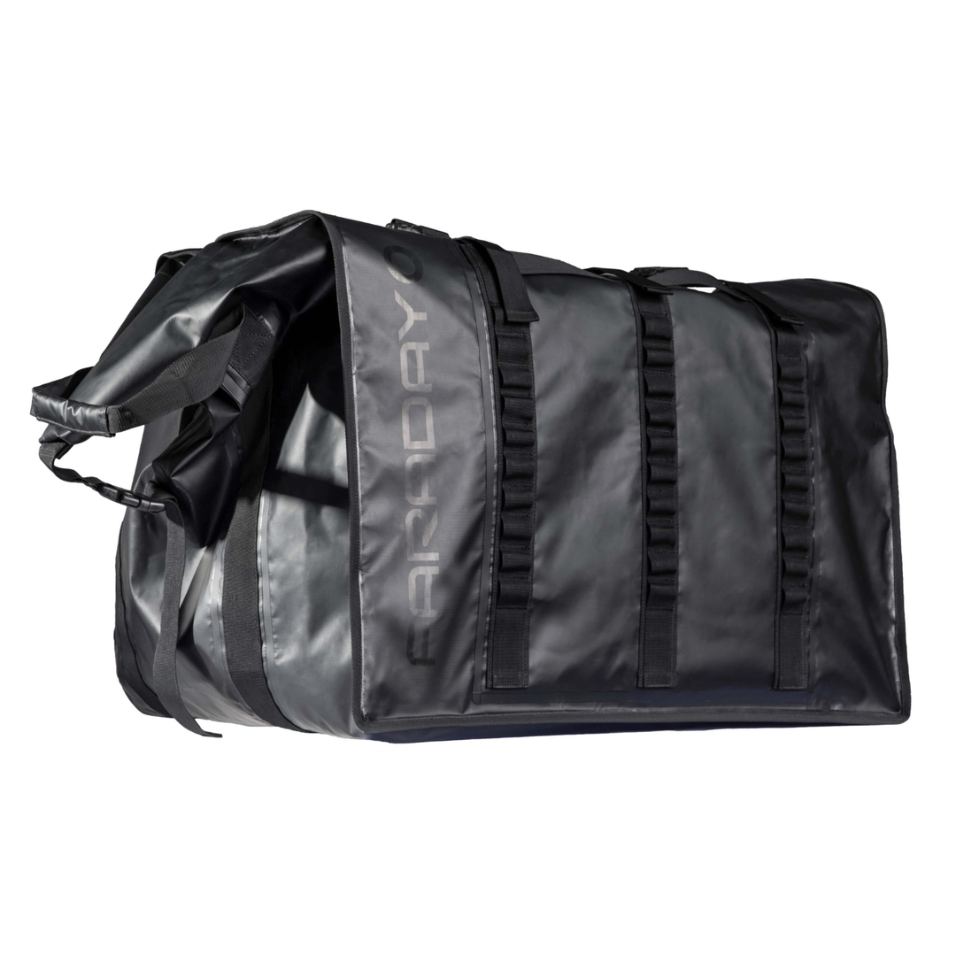 Faraday Generator Dry Bag Large Waterproof Anti Theft Signal Blocking in black color with straps.