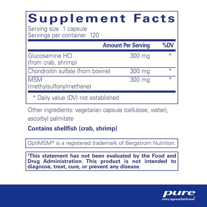 Pure Encapsulations Glucosamine Chondroitin MSM Joint Support 120 Capsules