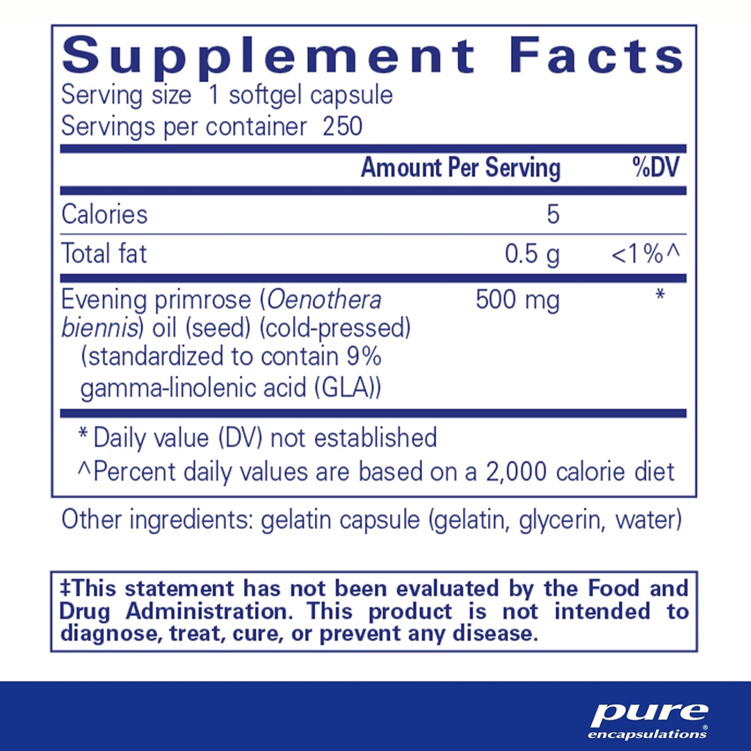 Pure Encapsulations E.P.O. Evening Primrose Oil Supports Skin Health 250 Caps