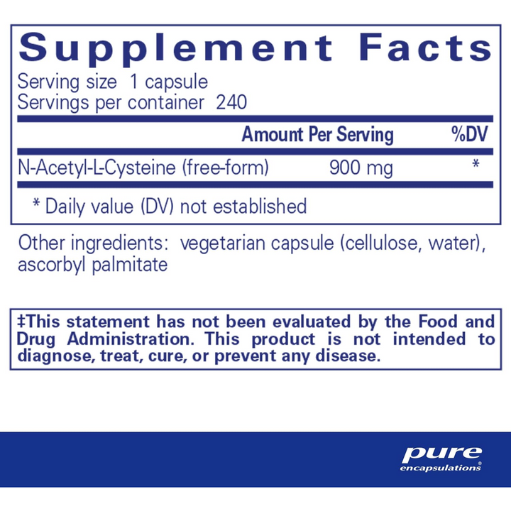 Pure Encapsulations NAC 900 mg Amino Acid For Lung Immune Support 240 Capsules