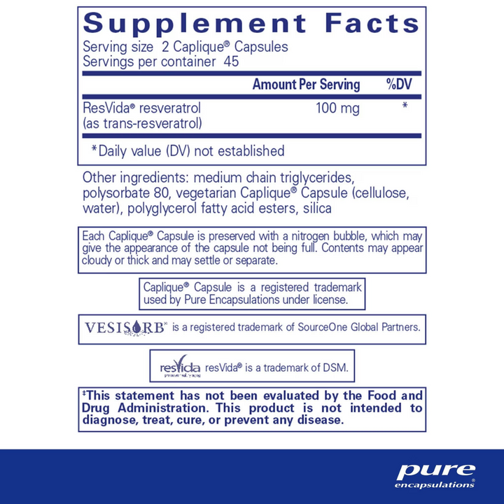 Pure Encapsulations Resveratrol VESIsorb Supports Heart Health 90 Capsules