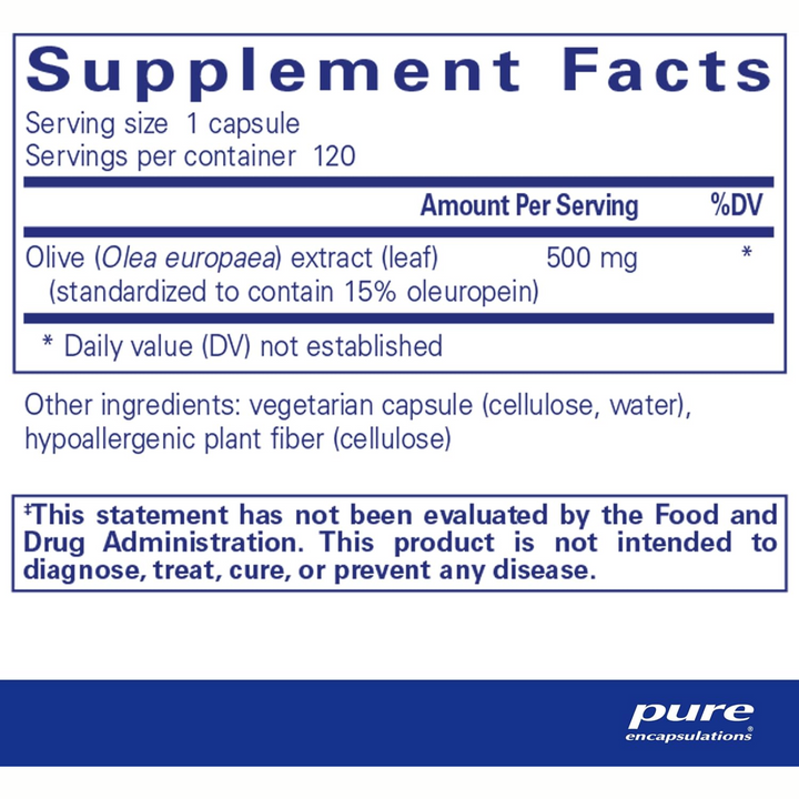 Pure Encapsulations Olive Leaf Extract Supports Immune Health 120 Capsules
