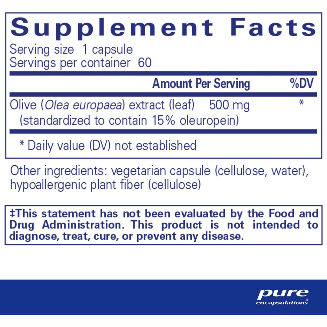 Pure Encapsulations Olive Leaf Extract Supports Immune Health 60 Capsules