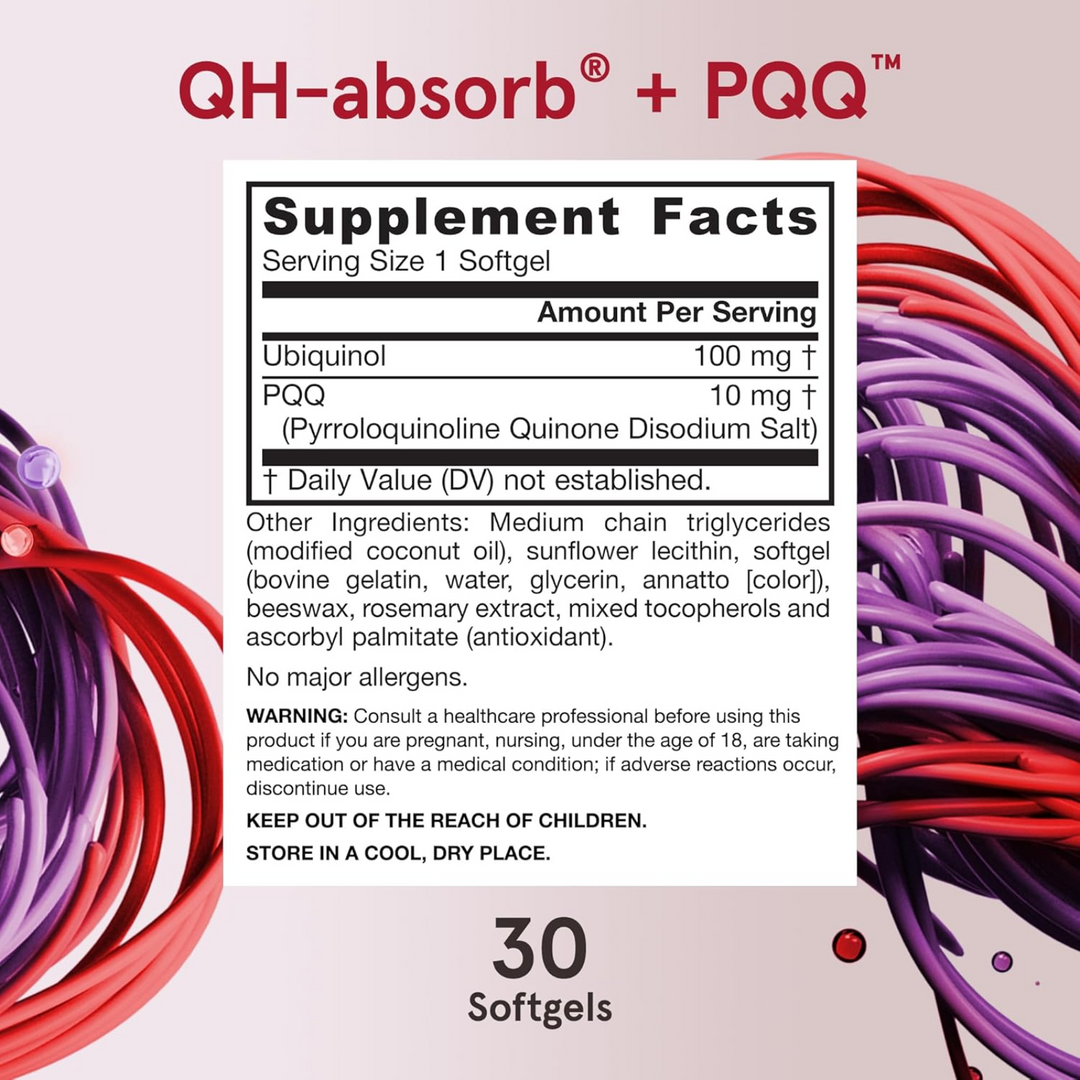 QTY 3 Jarrow QH Absorb Plus PQQ Supplement Supports Heart Energy Mitochondria