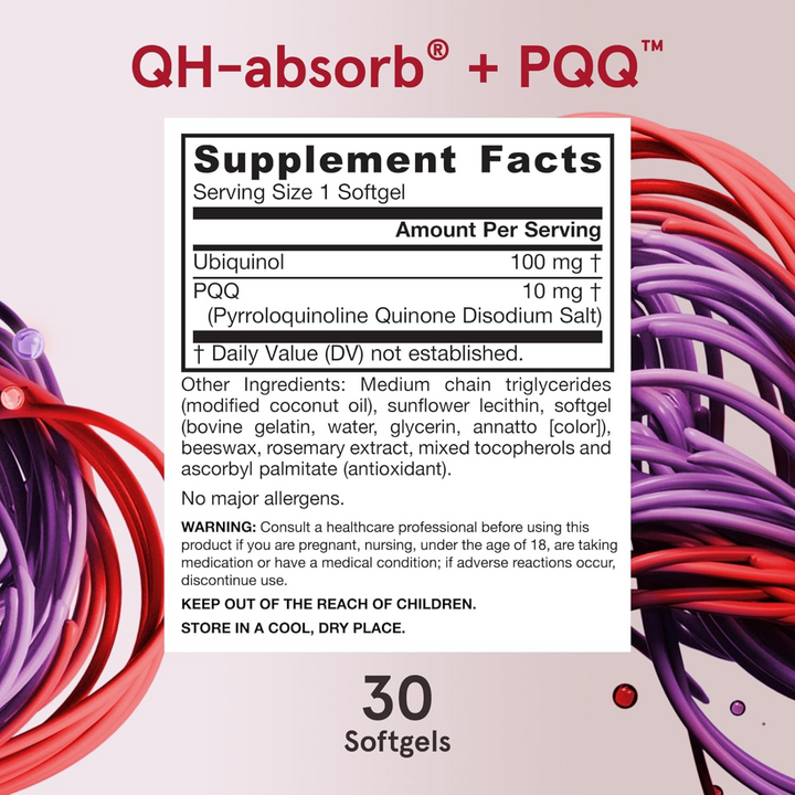 QTY 3 Jarrow QH Absorb Plus PQQ Supplement Supports Heart Energy Mitochondria