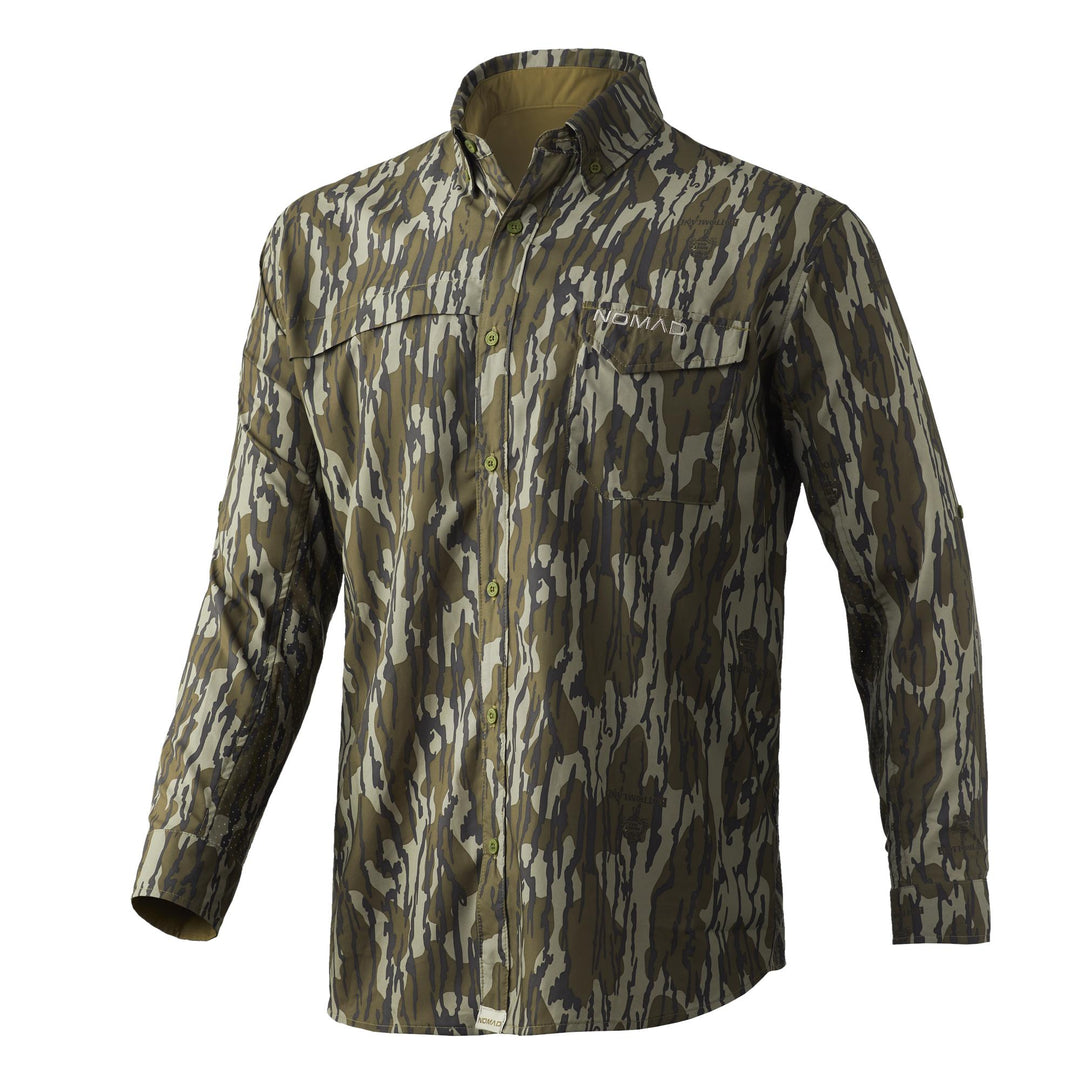 Nomad StretchLite Long Sleeve Shirt Mossy Oak Bottomland Breathable L Size