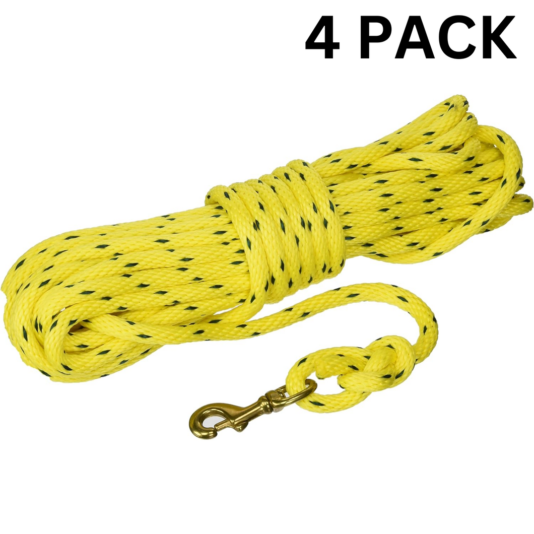 Omnipet Check Cord 40 Ft Yellow Durable Brass Snap 4 PACK