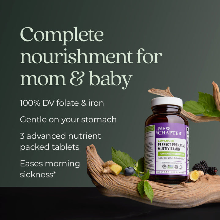 Multivitamínico prenatal de alimentos integrales New Chapter Perfect, 192 comprimidos vegetarianos