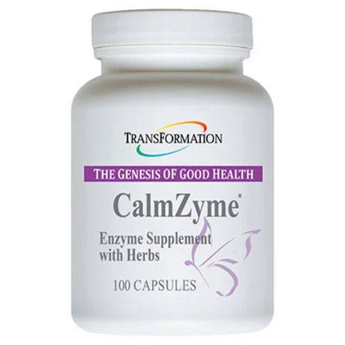 Transformation Enzymes CalmZyme Enzymes Supplement with Herbs 100 Capsules for stress relief and nervous system support.