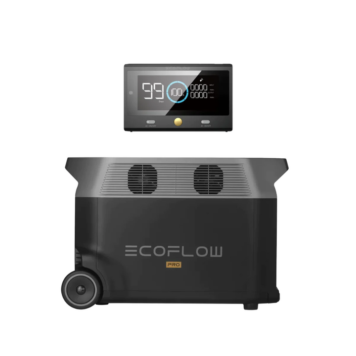 EcoFlow DELTA Pro 3600Wh solar portable power station with remote control.