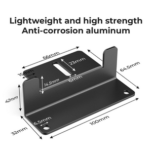 EcoFlow Rigid Solar Panel Mounting Feet, anti-corrosion aluminum design with dimensions.