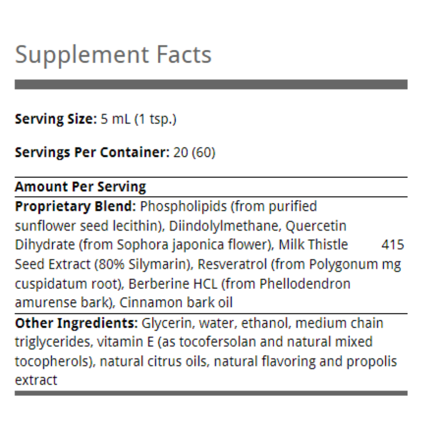 Quicksilver Scientific Ampk Charge+ 100 ml supplement bottle with Supplement Facts label, promotes fat breakdown and energy metabolism.