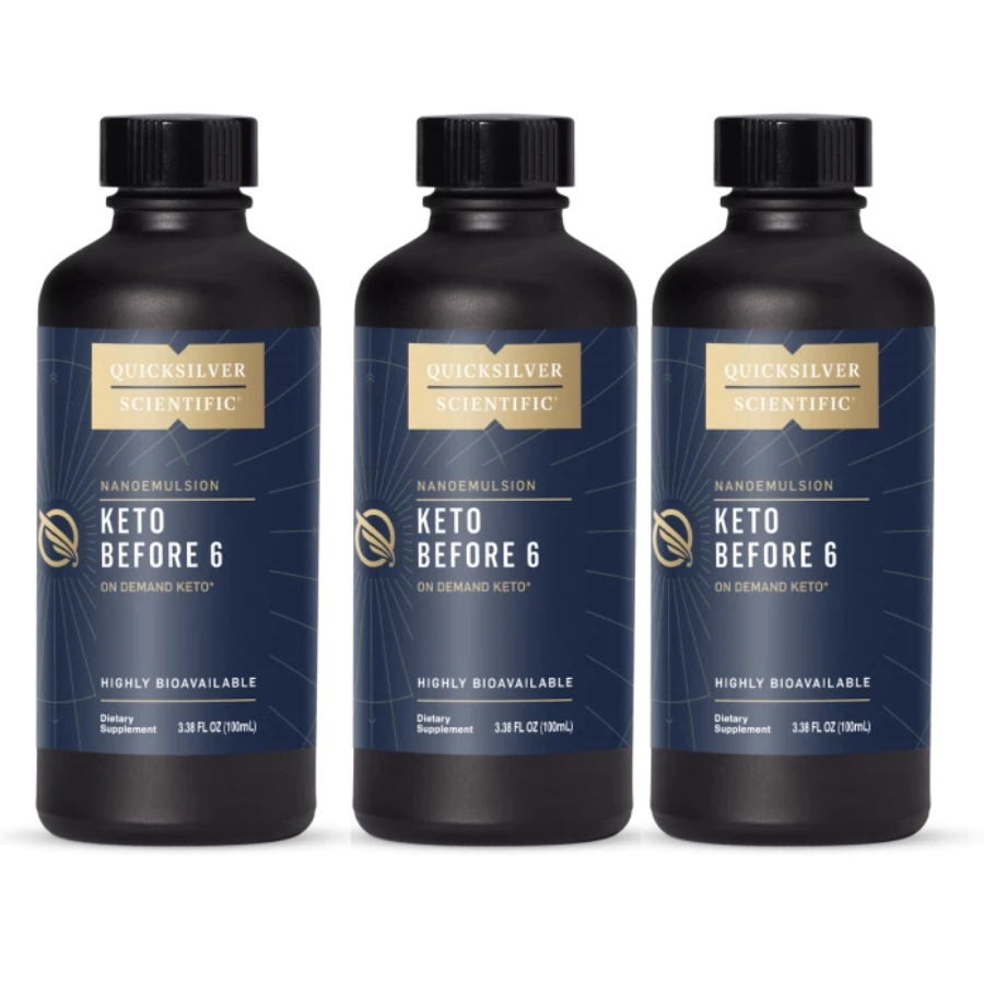 Quicksilver Scientific Keto Before 6™ 100ml Keto 3 Pack bottles.
