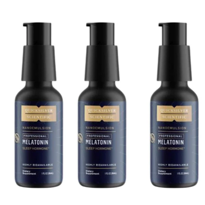 Quicksilver Scientific Liposomal Melatonin High Neuroprotective Dose 3 Pack bottles.