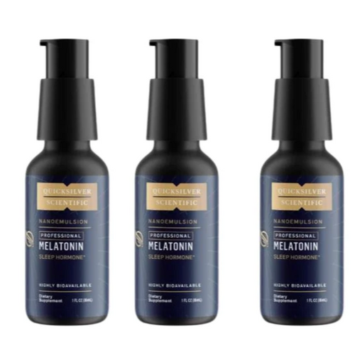 Quicksilver Scientific Liposomal Melatonin High Neuroprotective Dose 3 Pack bottles.