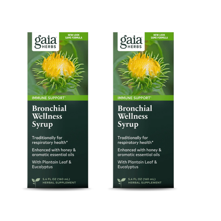 Gaia Herbs Bronchial Wellness Syrup Occasional Sore Throat 5.4 Fl oz 2 PACK