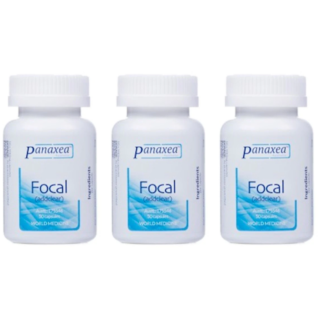 Panaxea Focal Addclear Supports Cognitive Performance Memory 50 x 500 mg 3 PACK