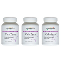 Load image into Gallery viewer, Transformation Enzymes CalmZyme Enzymes Supplement 3-pack bottles with herbs for stress relief, 100 capsules each.
