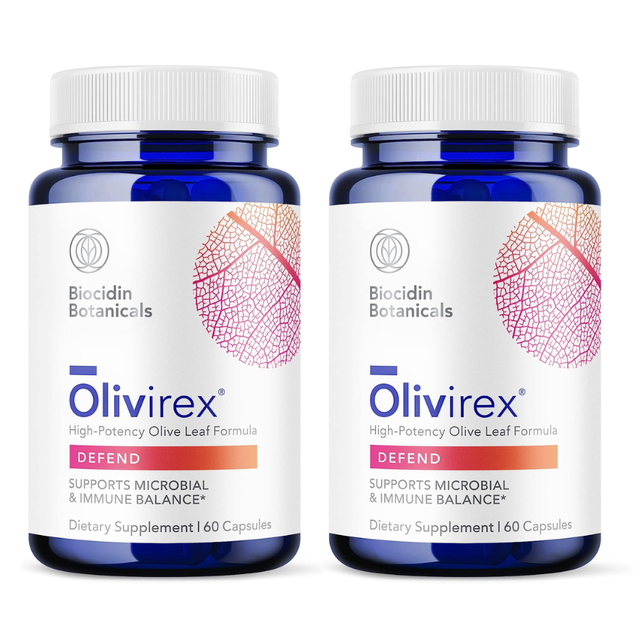 Biocidin Olivirex - Suplemento de extracto de hoja de olivo de alta potencia (60 cápsulas, paquete de 2)