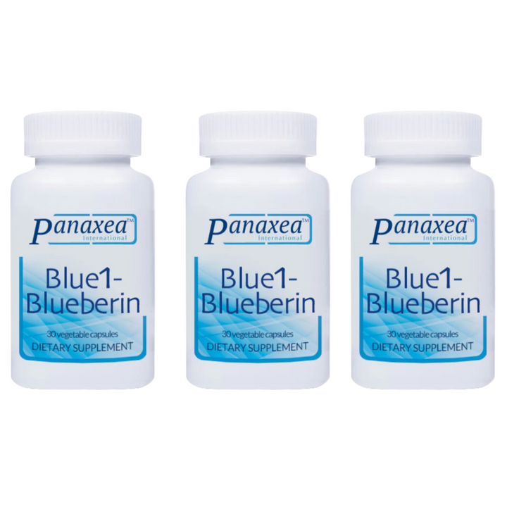 Panaxea Blue 1 Blueberin 30 cápsulas vegetales de 500 mg (paquete de 3)