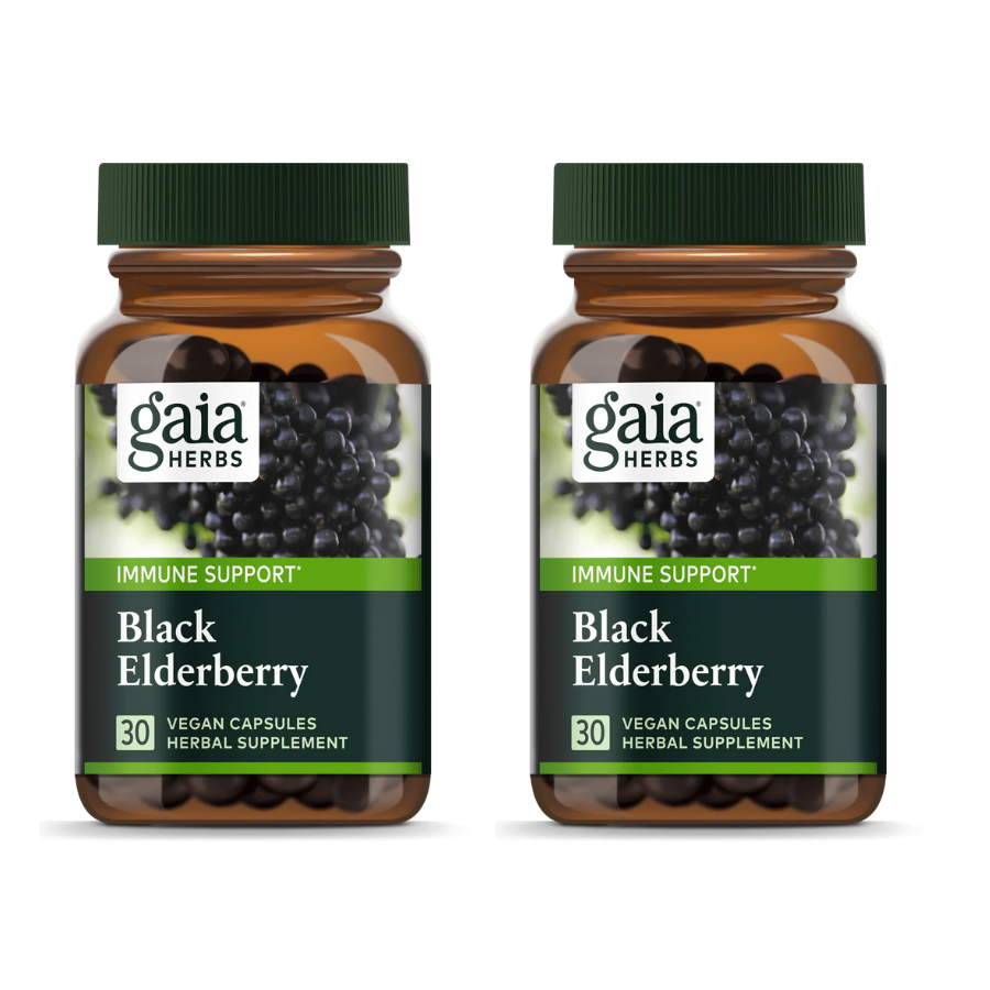 Gaia Herbs Black Elderberry Black Elderberries Acerola Fruit 60 Capsules 2 PACK