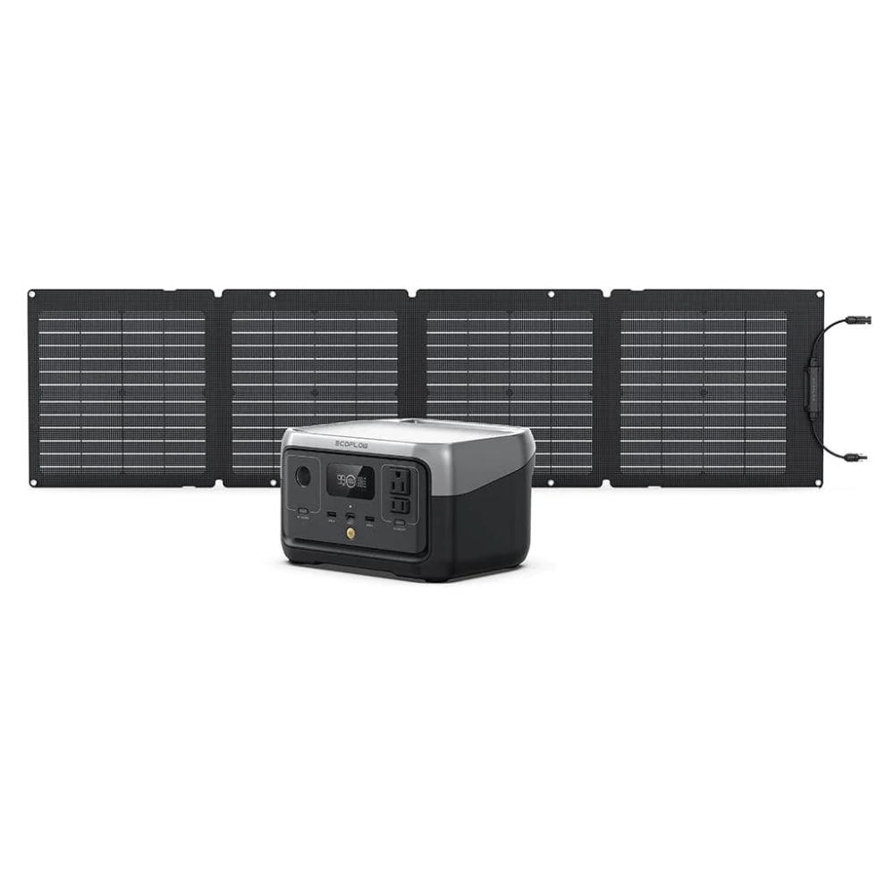 Generador EcoFlow RIVER 2 + un panel solar portátil y duradero de 110 W LFP 256 Wh