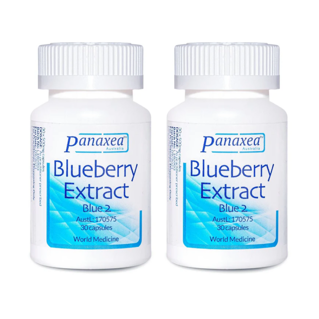 Extracto de arándano Panaxea Blue 2, componentes bioactivos, 30 comprimidos de 500 mg, paquete de 2