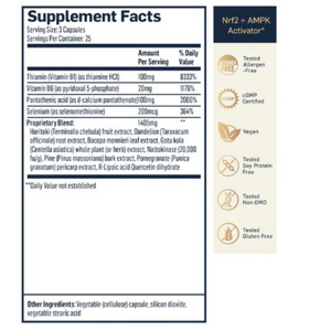 Quicksilver Scientific Clearway Co-Factors Blend Mix supplement facts label.