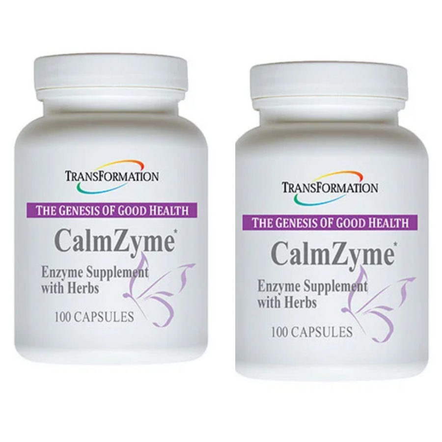 Transformation Enzymes CalmZyme supplement with herbs, 100 capsule 2 pack.