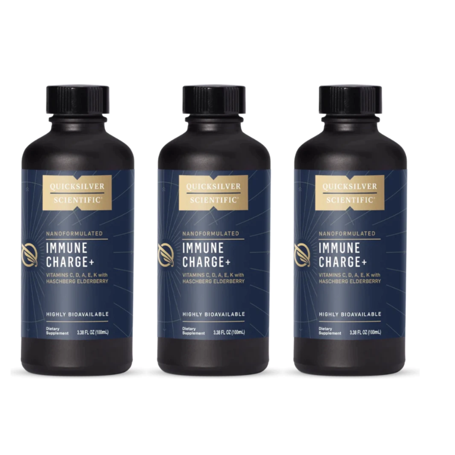 Quicksilver Scientific Immune Charge 100mL 3 pack, potent liposomal blend for immune support.