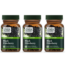 Load image into Gallery viewer, Gaia Herbs Black Elderberry Black Elderberries Acerola Fruit 60 Caps 3 PACK
