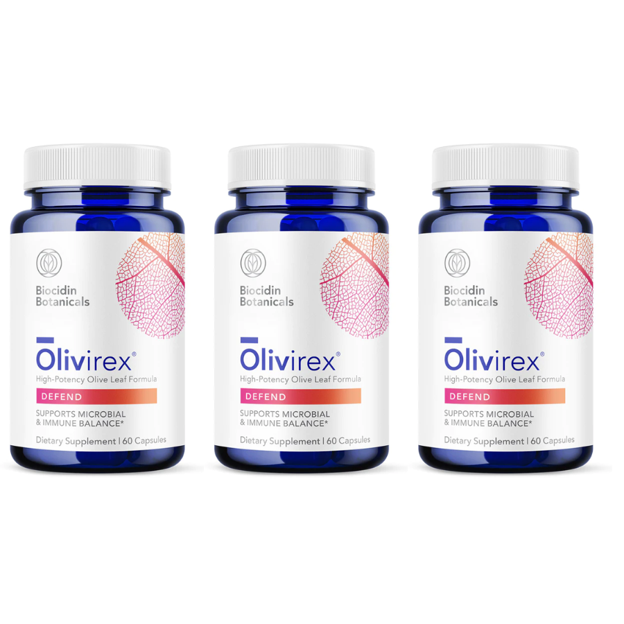 Biocidin Olivirex - Suplemento de extracto de hoja de olivo de alta potencia (60 cápsulas, paquete de 3)