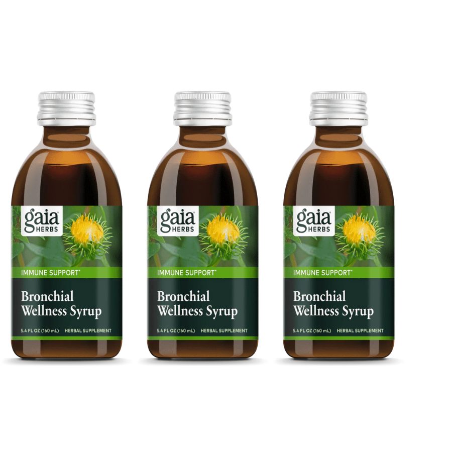 Gaia Herbs Bronchial Wellness Syrup Occasional Sore Throat 5.4 Fl oz 3 PACK