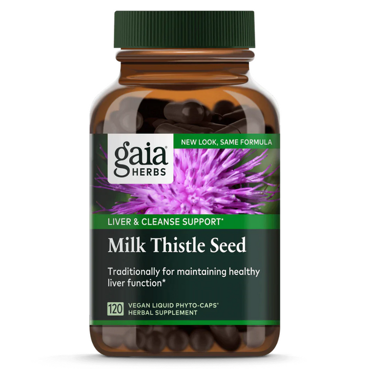 Semillas de cardo mariano de Gaia Herbs (120 cápsulas) para el apoyo hepático y la desintoxicación
