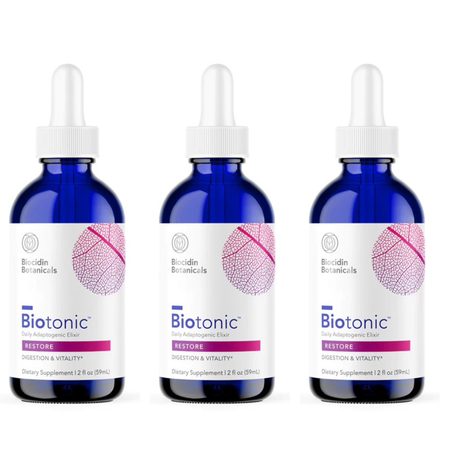 Elixir herbal tónico adaptogénico Biocidin Biotonic para el apoyo inmunitario, 2 oz, paquete de 3