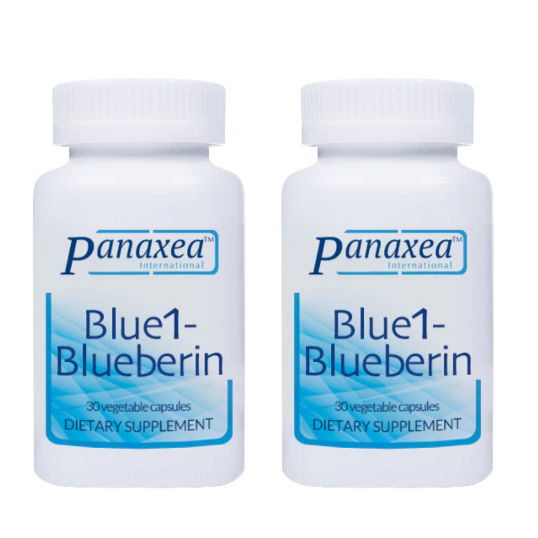 Panaxea Blue 1 Blueberin 30 X 500mg Vegetable Capsules Dietary Supplement 2 PACK