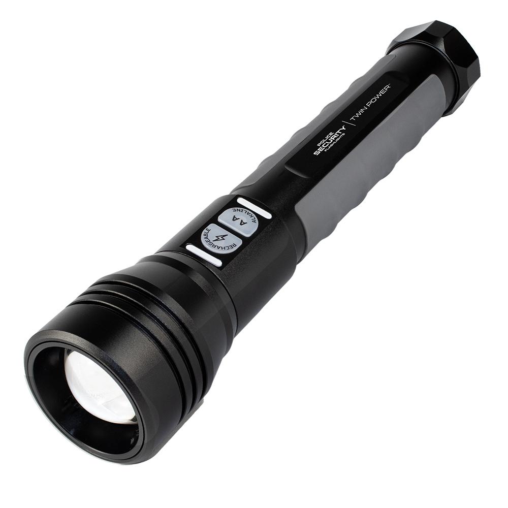 PS Flashlight Twin Power 2000 LM Black Rechargeable Water Resistant Focus Beam