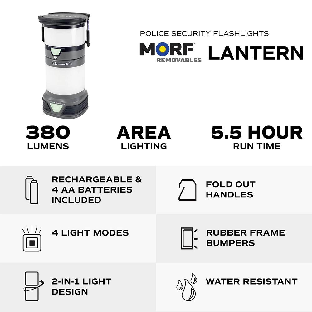 PS Flashlight MORF 2 in 1 Lantern 380 Lumen Black Portable Outdoor Light