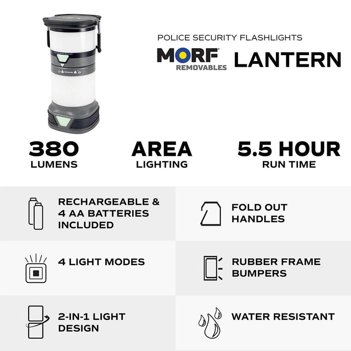 PS Flashlight MORF 2 in 1 Lantern 380 Lumen Black Portable Outdoor Light