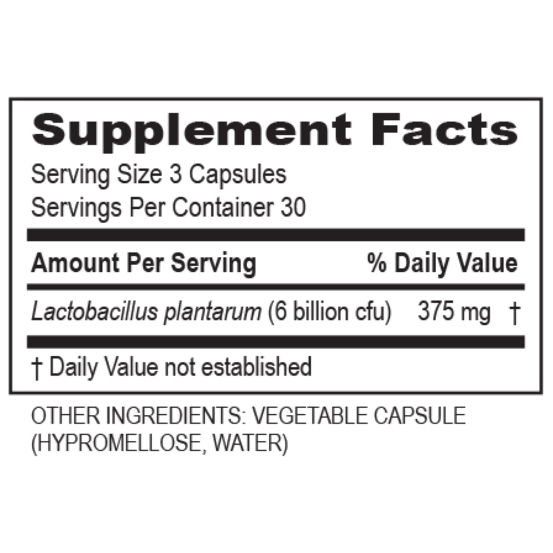 Supplement Facts for Transformation Enzyme DigestZyme including Lactobacillus plantarum and other ingredients in capsule form.
