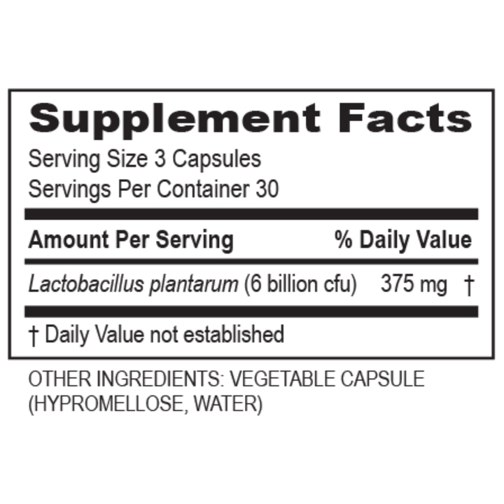 Supplement Facts for Transformation Enzyme DigestZyme including Lactobacillus plantarum and other ingredients in capsule form.