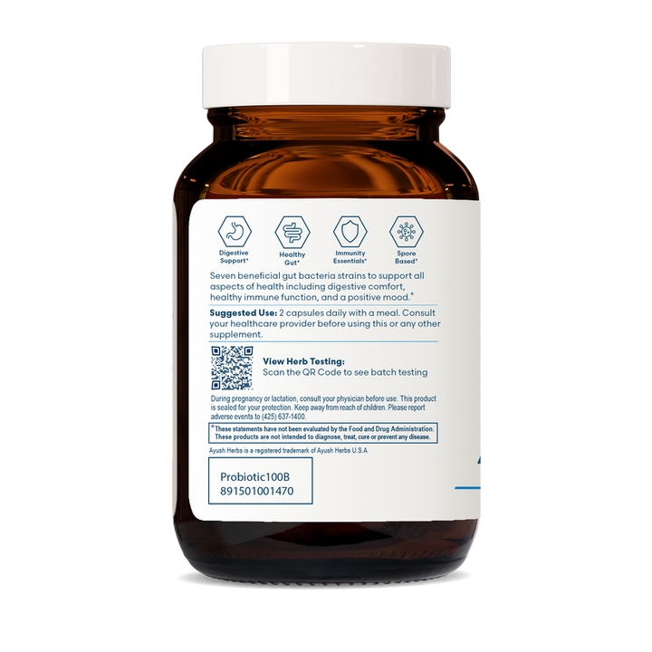 Ayush Herbs Probiotic 100B 60 Capsules Ayurvedic Herbal Probiotic Supplement
