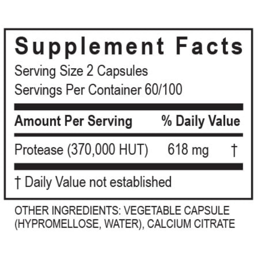Supplement Facts for Transformation Enzyme DigestZyme, showing serving size, amount per serving, and ingredients.