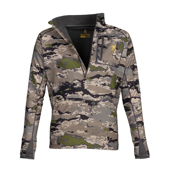 Browning Monroe 1/4 Zip Long Sleeve Shirt Ovix Camo M Lightweight Wear