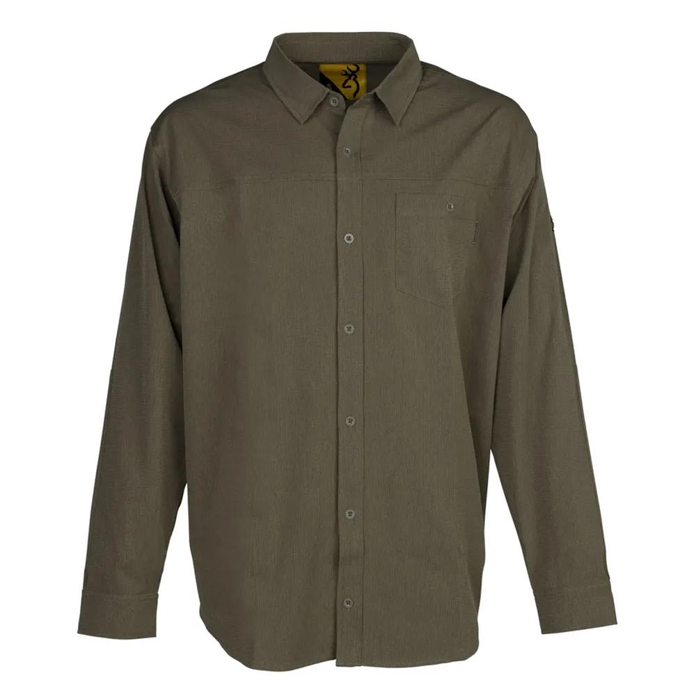 Browning Lightweight Button Down Long Sleeve Shirt Green S Cotton Casual Wear