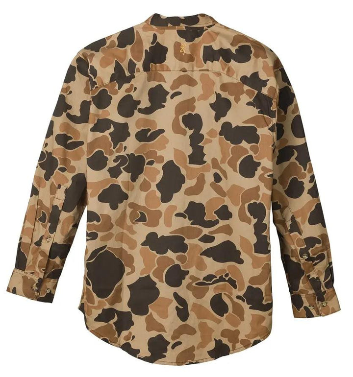 Browning Wasatch-CB Shirt Mens Button Front Two Pocket Vintage Tan Camo 2XL Size